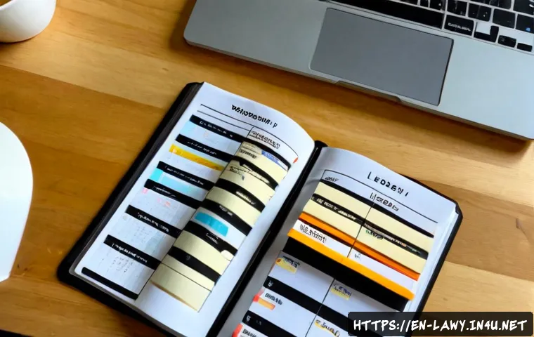 Home 17 변호사 시험 공부 스케줄 짜는 법 - Photorealistic overhead view of a law student building a weekly bar exam study schedule at a clean w...